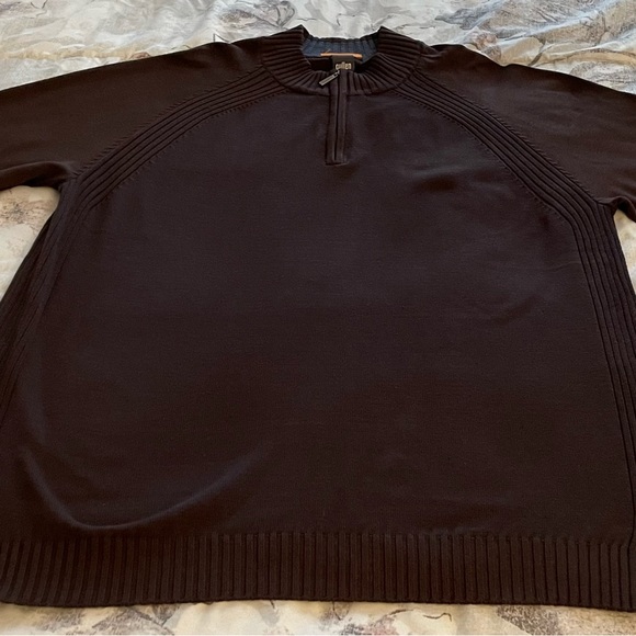Cullen men’s brown 80% silk 1/4 zip mixed knit preppy cottage sweater, size L - Picture 15 of 15